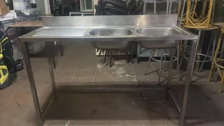 Fregadero industrial doble seno