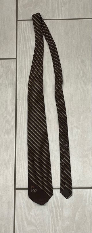 Cravatta Valentino seta marrone oro