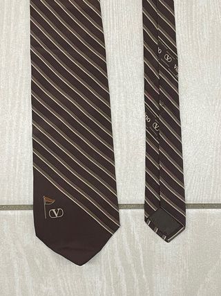 Cravatta Valentino seta marrone oro