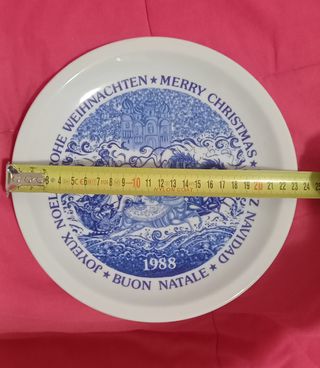 Piatto Natale 1988 Porcellana Decorato