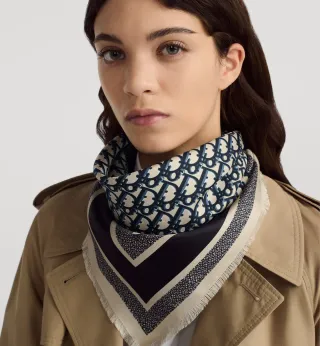 Pañuelo Seda Dior Beige y Azul