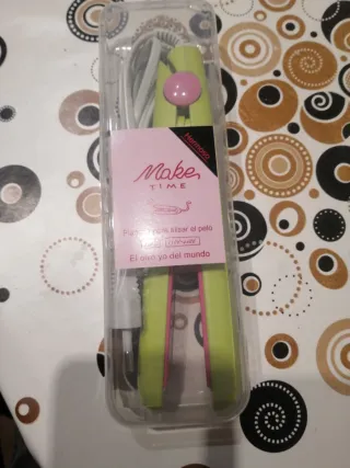 Mini plancha pelo Make Time verde y rosa