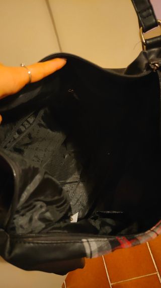 Borsa Segue in simil pelle e tessuto scozzese