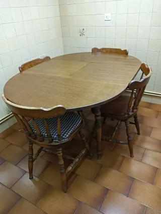 Mesa y 4 sillas madera maciza