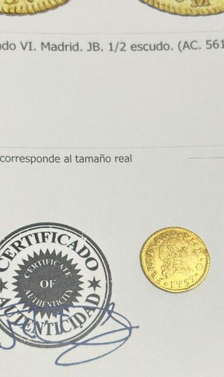 Moneda 1/2 Escudo Oro 1757