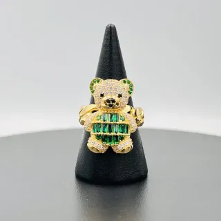 Anillo Oso Circonitas Verde 18K