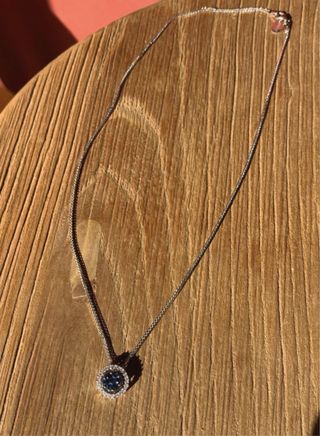 Cadena Oro Blanco 18k con Zafiro y Diamantes