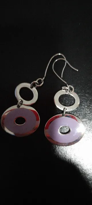 Pendientes Lotus Aro y Círculo Morado