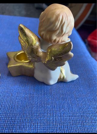 2 Angioletti Portacandele Stella Oro