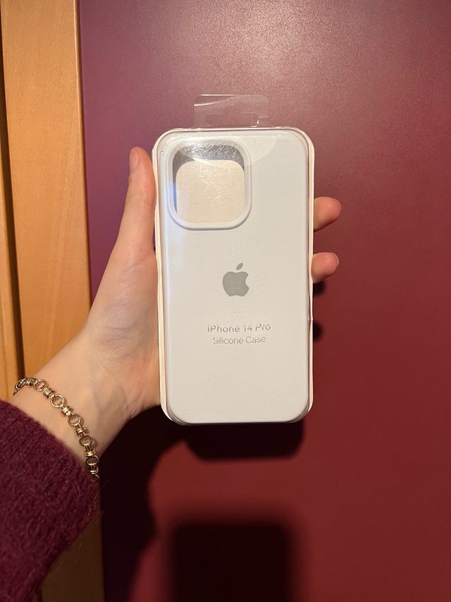 Custodia in silicone per iPhone 14 Pro bianco