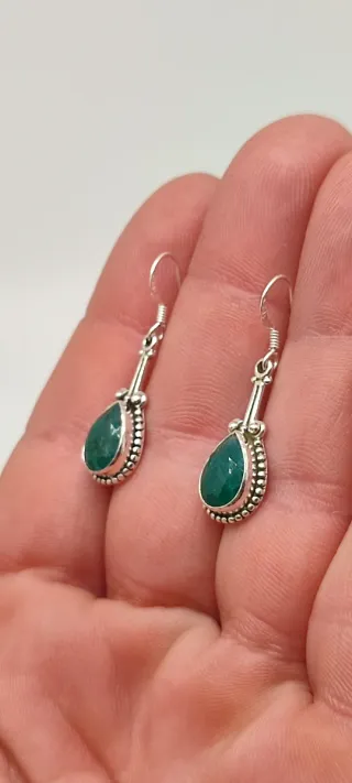 Pendientes de Plata y Esmeralda.