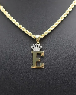 Colgante Letra E con Circonitas 18K
