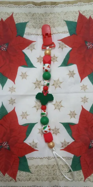 Chupetero Navideño de silicona. Personalizable.