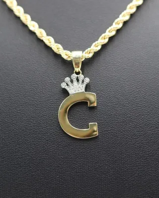 Colgante Letra C con Circonitas - Oro 18K