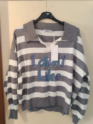 Jersey rayas DBT gris y blanco Talla L