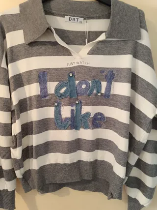 Jersey rayas DBT gris y blanco Talla L