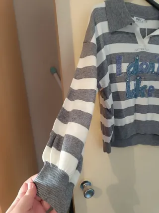 Jersey rayas DBT gris y blanco Talla L