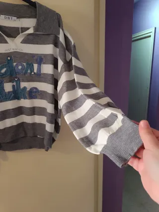 Jersey rayas DBT gris y blanco Talla L