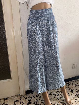 Pantalón palazzo azul y blanco T. única elástico