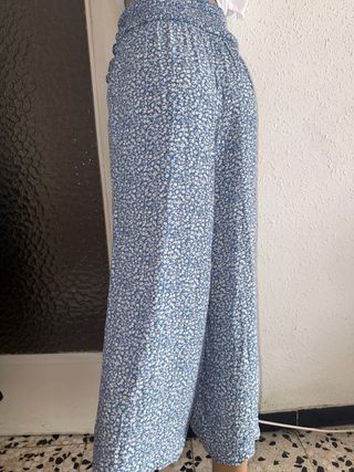 Pantalón palazzo azul y blanco T. única elástico