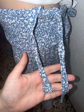 Pantalón palazzo azul y blanco T. única elástico