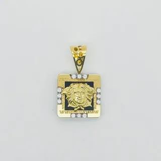 Colgante Medusa Onix Greca Circonitas 18K