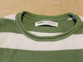 Crop Top Pull & Bear rayas verde y blanco