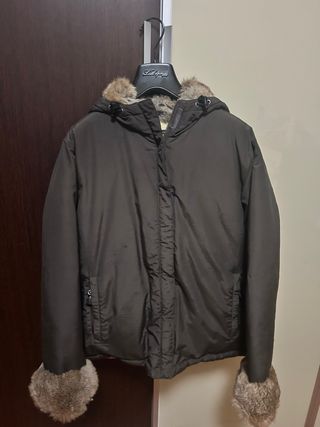 Woolrich Giacca Marrone con Cappuccio e Pelliccia