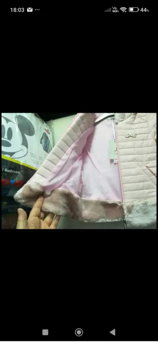 Giubbotto neonata rosa con pelliccia