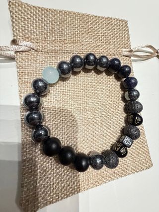 Braccialetto unisex perline nere e blu