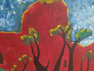 Pittura acrilica su tela "La Finca Roja"