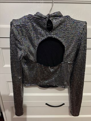 Conjunto lentejuelas plateadas el Top es XS