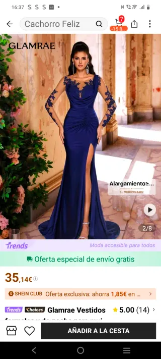 Vestido fiesta azul talla L