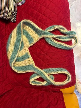 Cappuccio con sciarpa lana mohair, Bonnet crochet