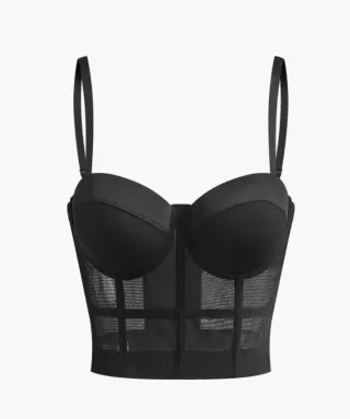 Corsé negro malla transparente Commense