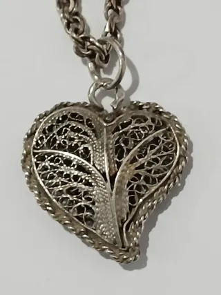 Fio Prata 925 + Pendente Filigrana Coração,Prata