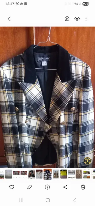 Chaqueta de cuadros blanco y negro