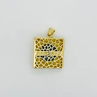 Colgante Medusa Onix y Circonita 18K