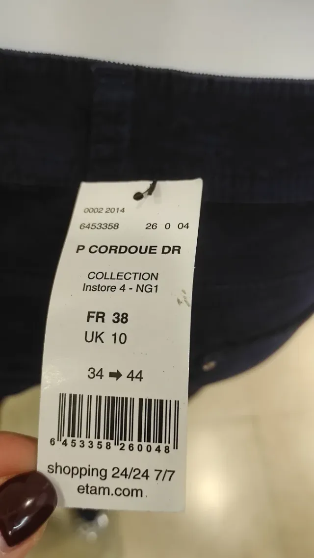 Pantaloni in velluto Etam Taglia 38