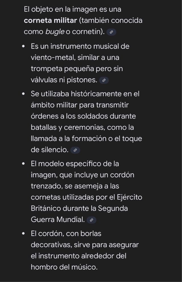 Corneta militare britannica con cordino