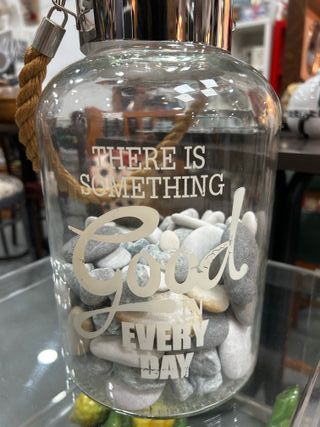 Tarro decorativo cristal con cuerda