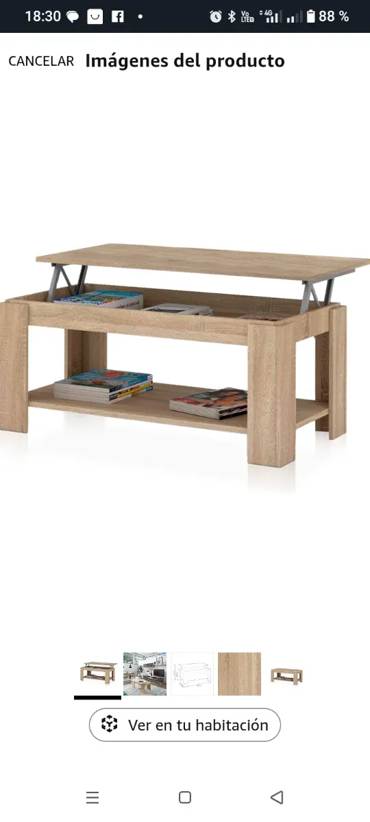 Mesa café elevable Roble