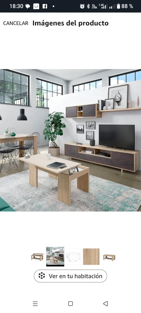 Mesa café elevable Roble