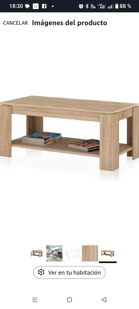 Mesa café elevable Roble