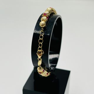 PULSERA BOLAS DIAMANTADAS Y PIEDRAS ROJAS