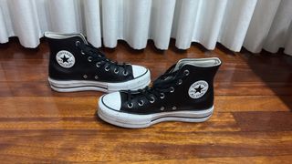 Converse All Star Plataforma Cuero Negro