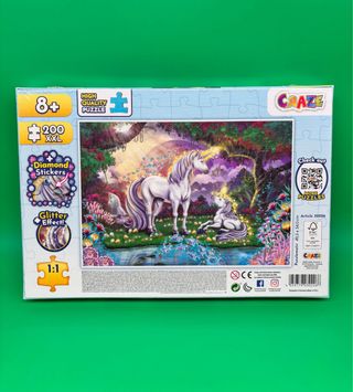 Puzzle CRAZE 200 Unicorni 3D Glitter