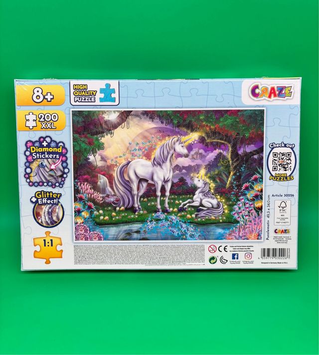 Puzzle CRAZE 200 Unicorni 3D Glitter
