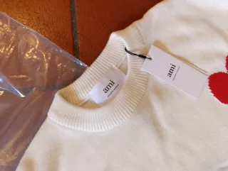 Maglione Ami Paris Bianco Cuore Rosso