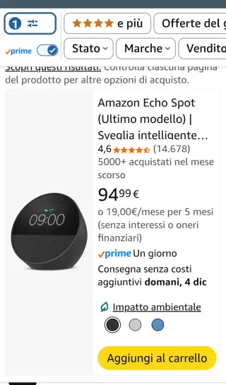 Amazon Echo Spot Bianco